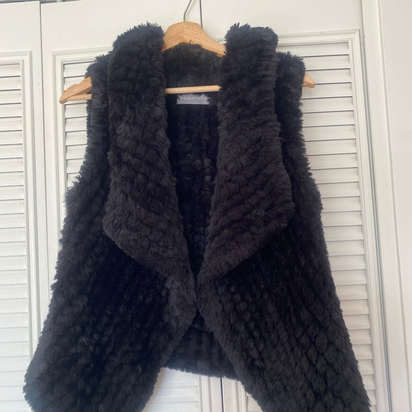 Bagatelle Collection Jackets & Blazers - bagatelle Black Faux Fur Open Vest